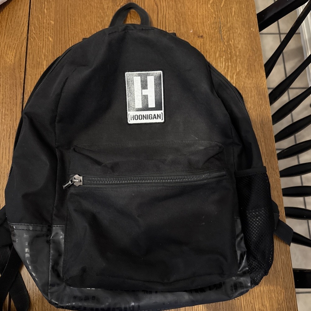 HOONIGAN  Black Backpack Logo Pockets